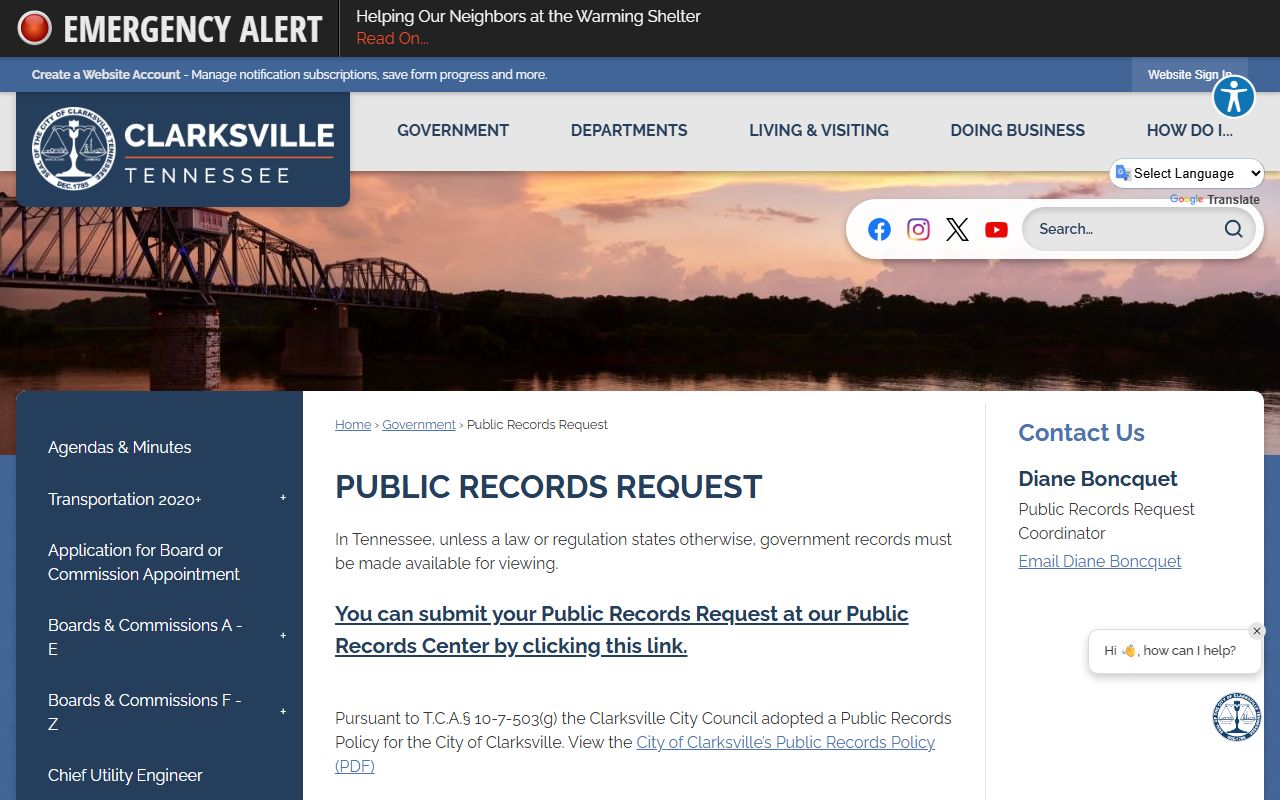 Clarksville Criminal History public records source