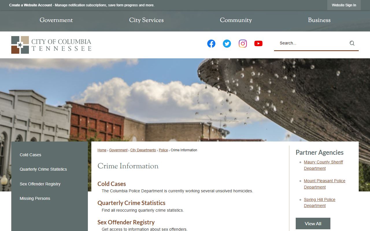 Columbia Criminal History crime information source