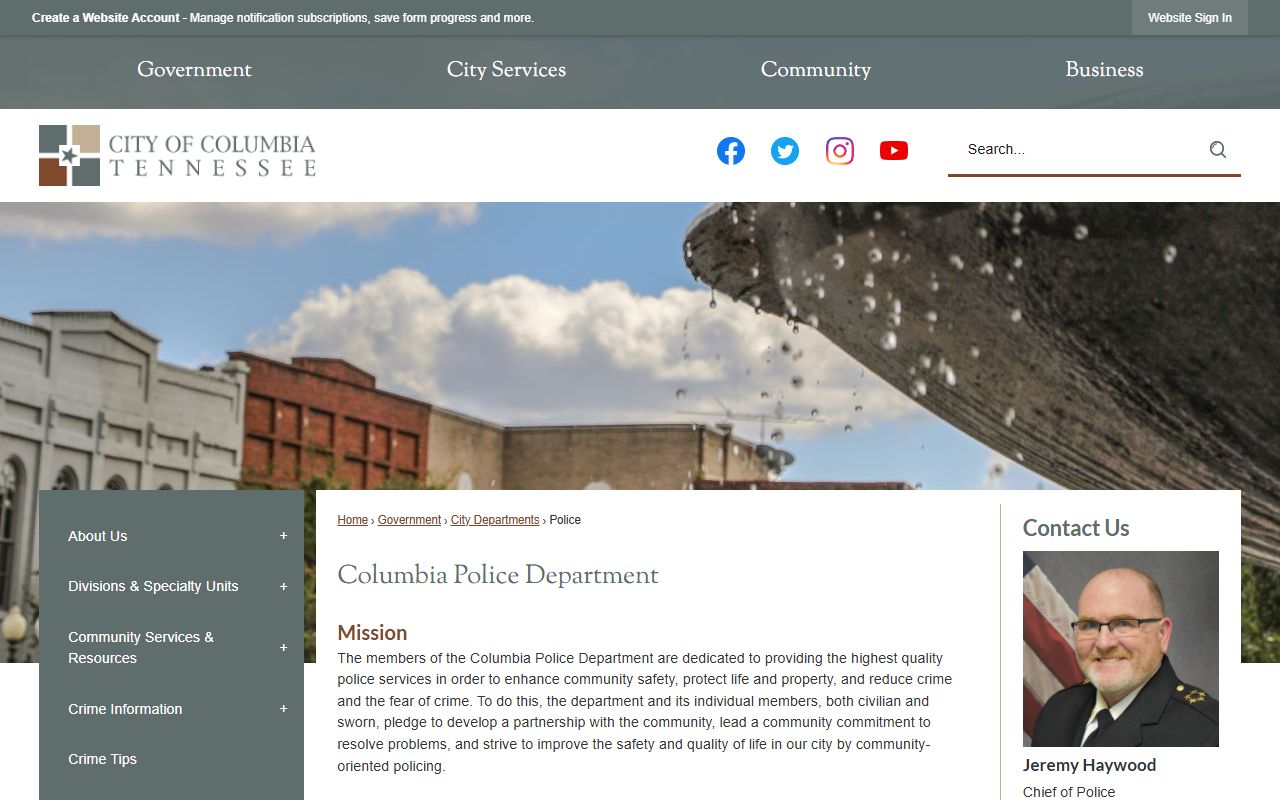 Columbia Criminal History police records division