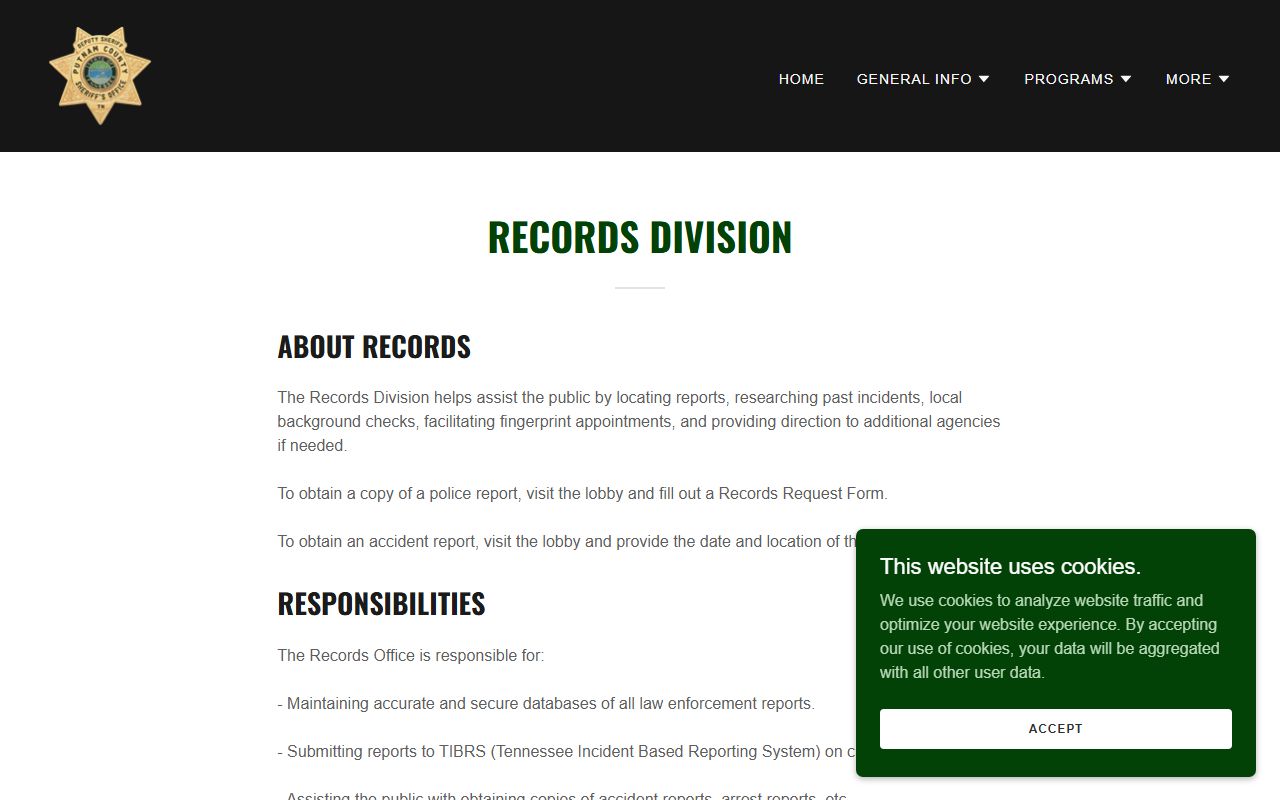 Cookeville Criminal History sheriff records