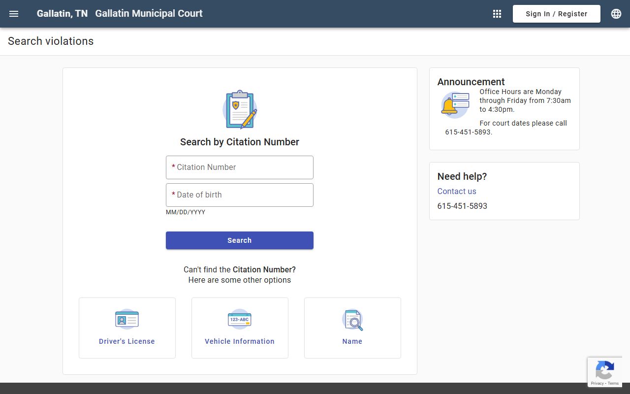 Gallatin Criminal History court payment source
