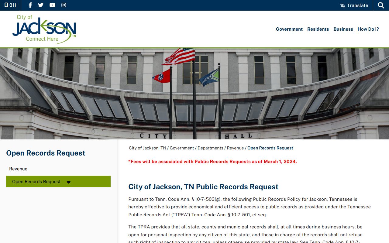 Jackson Criminal History city open records