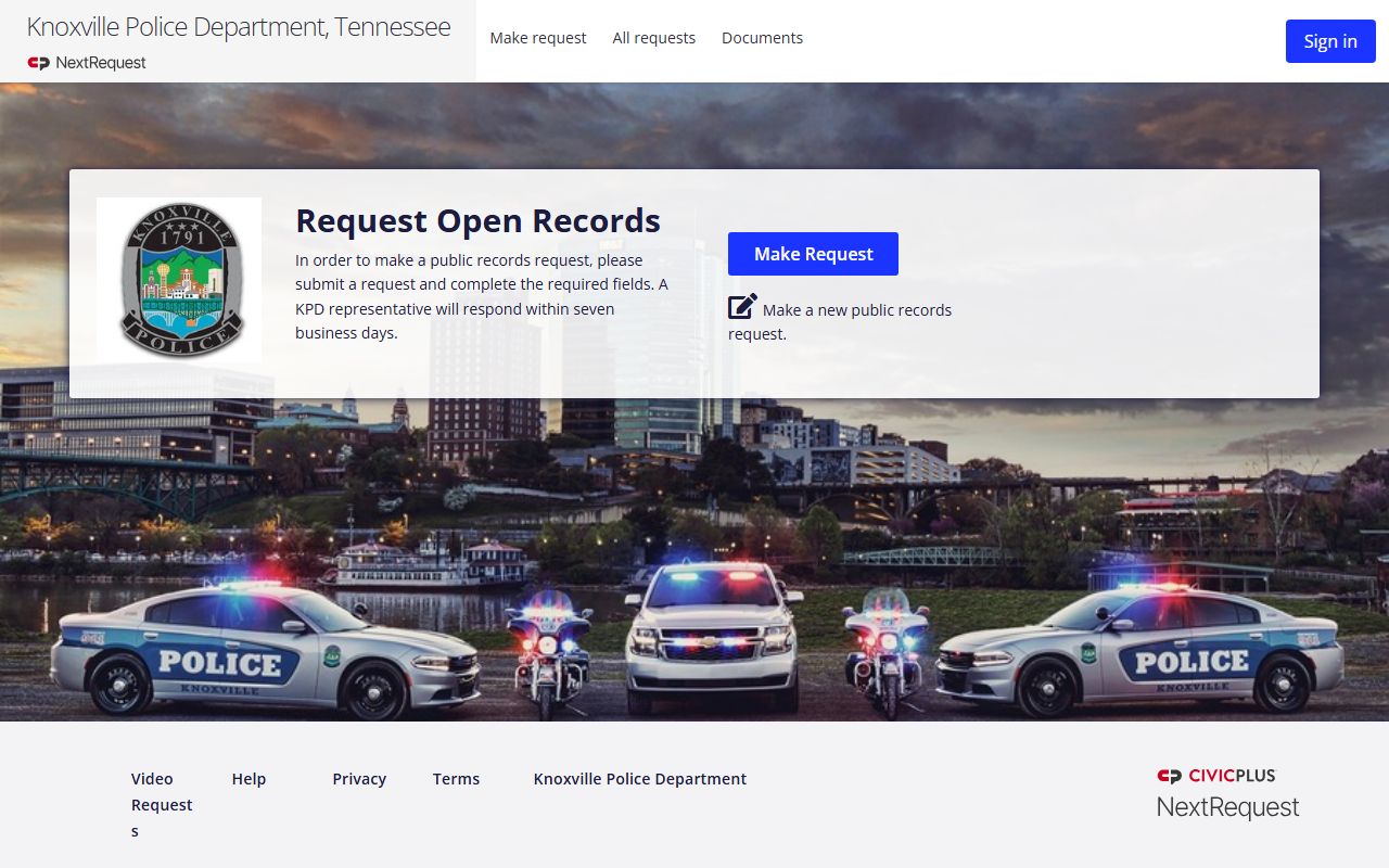 Knoxville criminal history and open records request portal