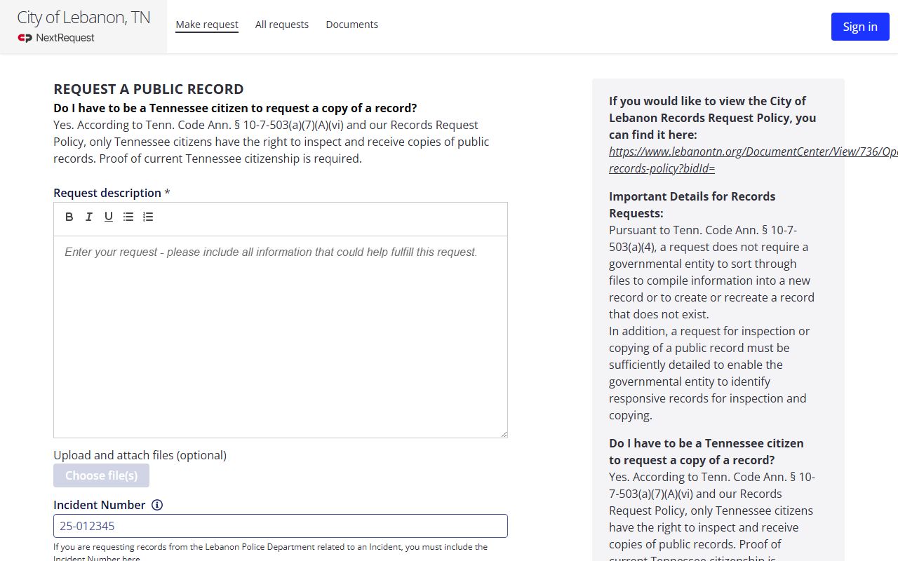 Lebanon Criminal History records portal source