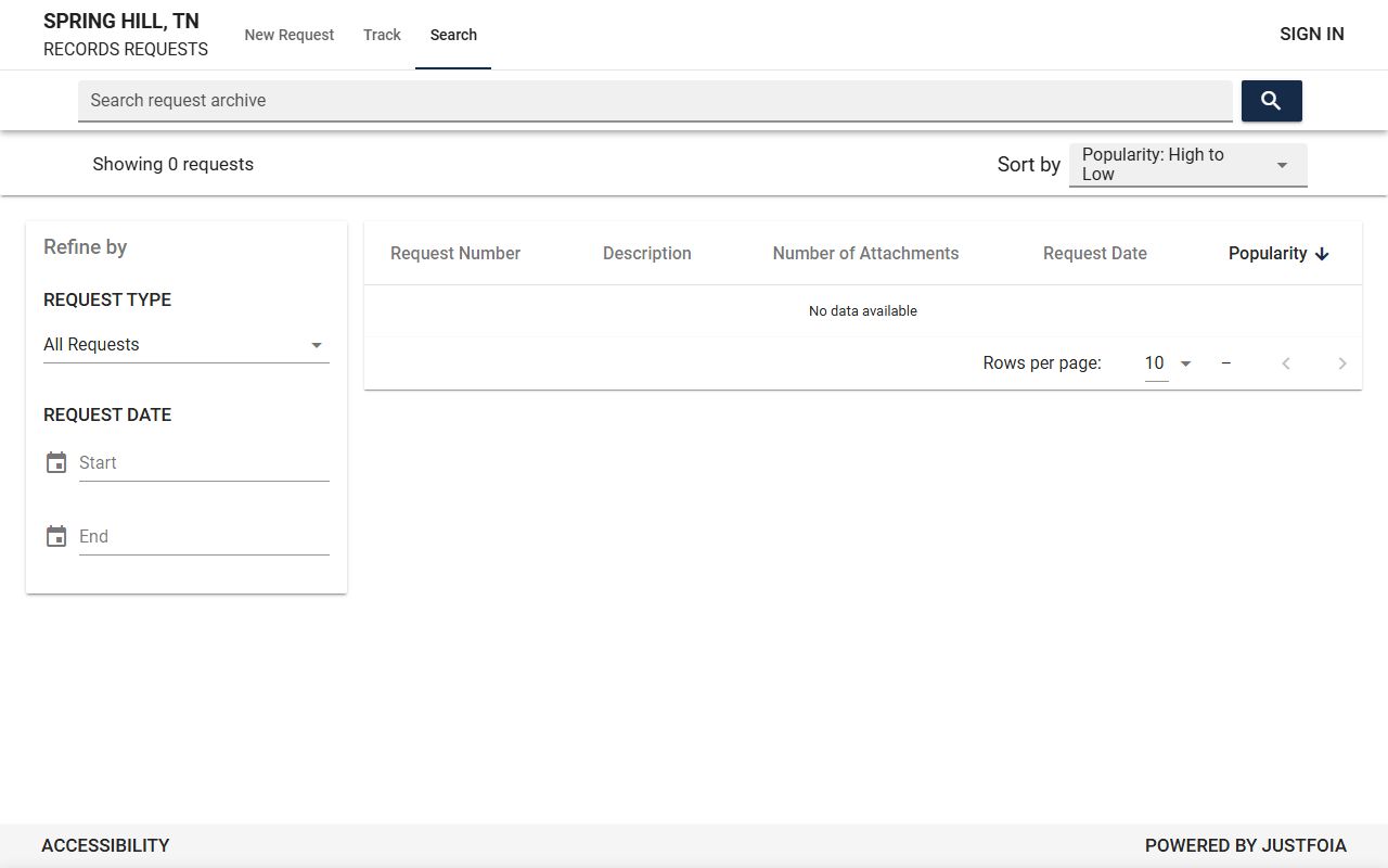 Spring Hill Criminal History public portal source