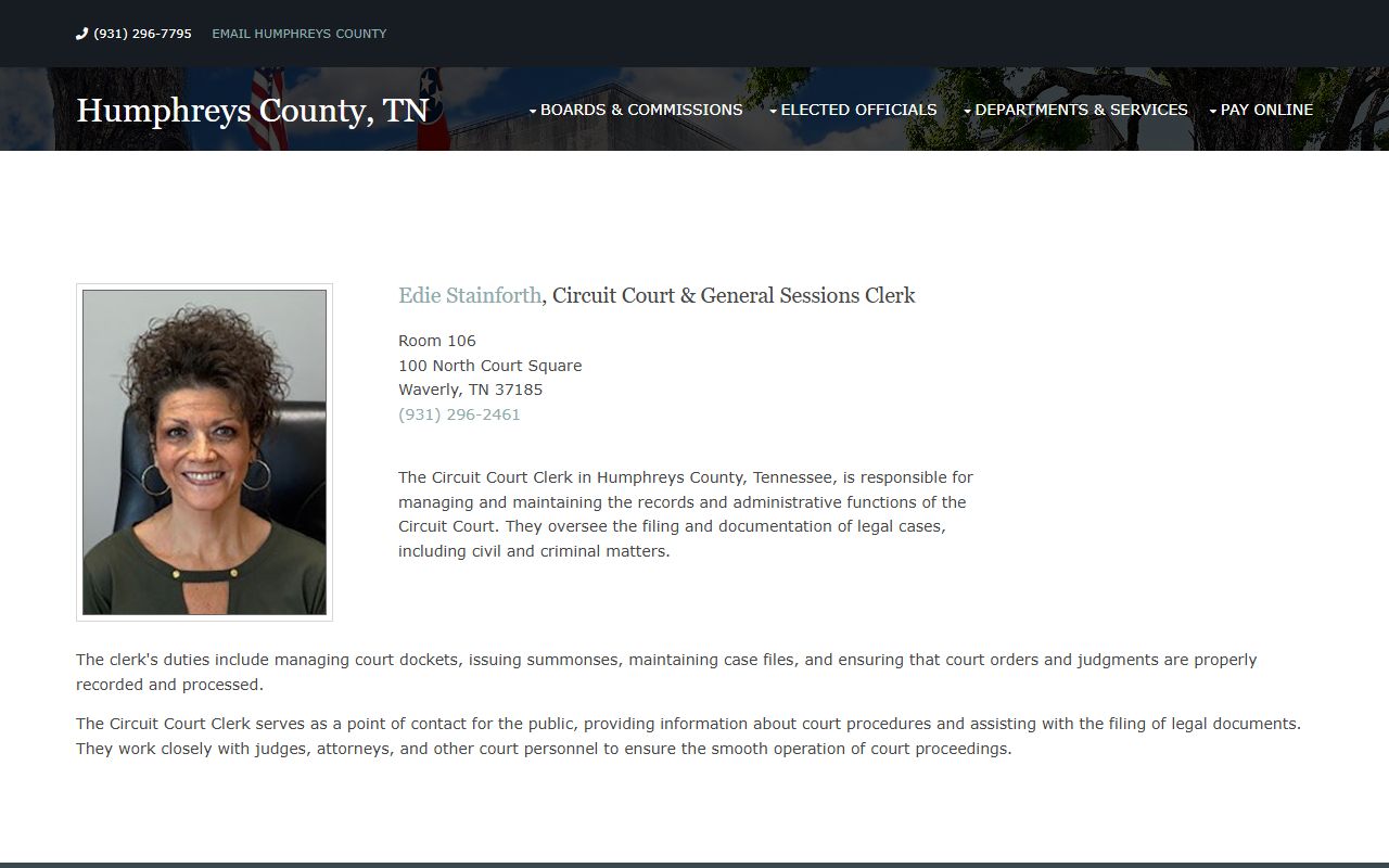 Humphreys County Criminal History circuit court resources