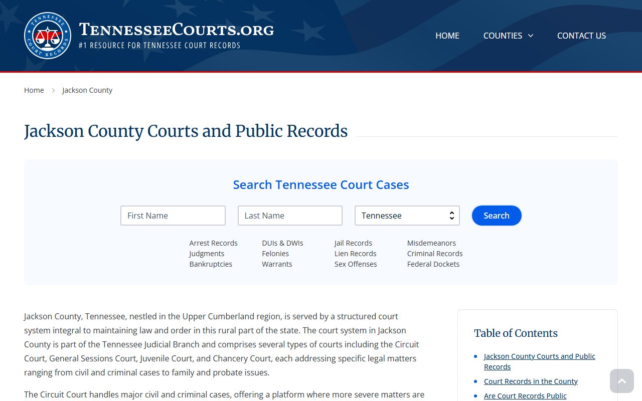 Jackson County Criminal History court resources