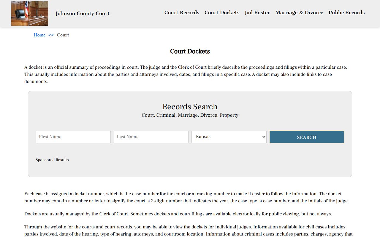 Johnson County criminal history court docket source