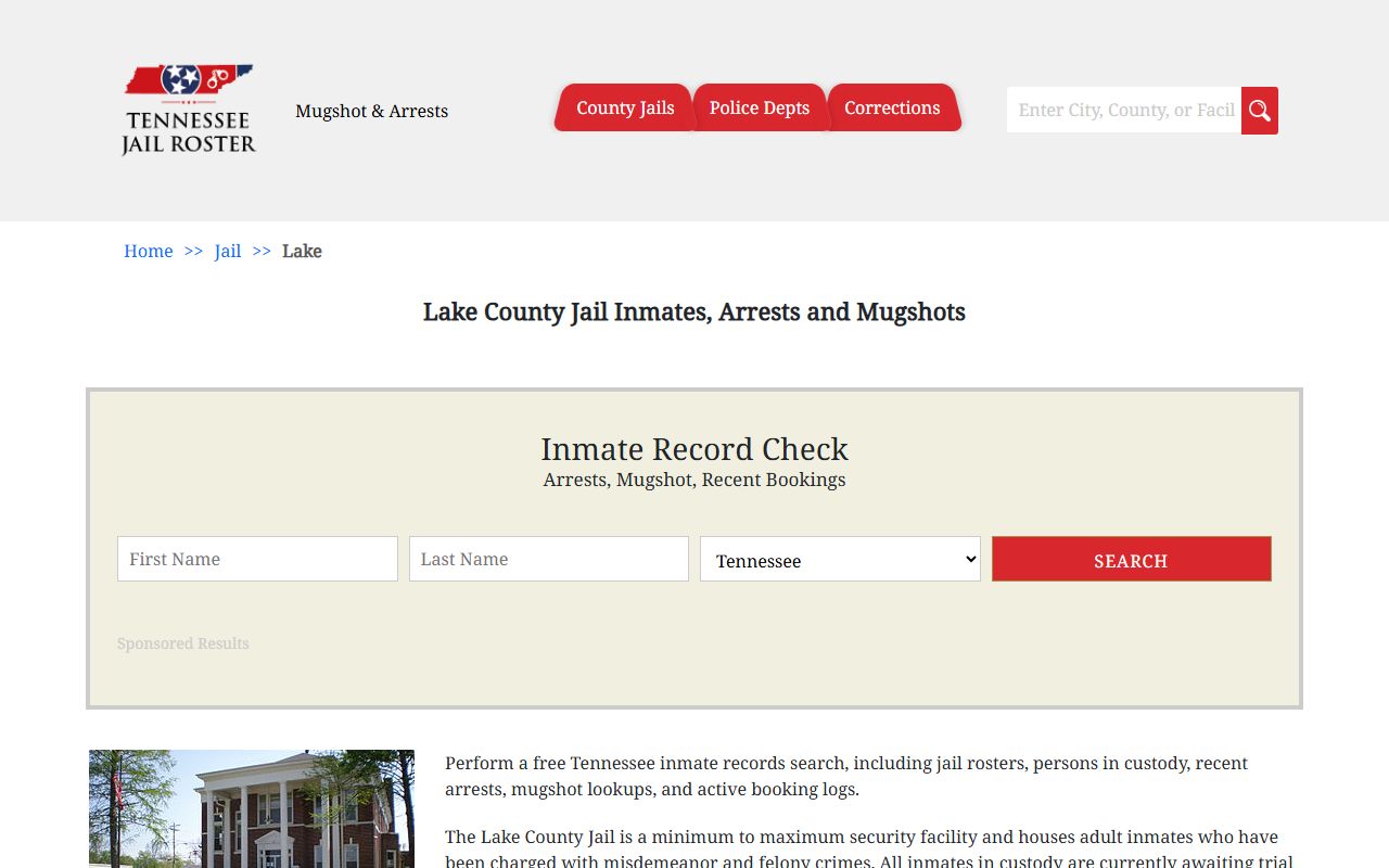 Lake County criminal history jail roster source