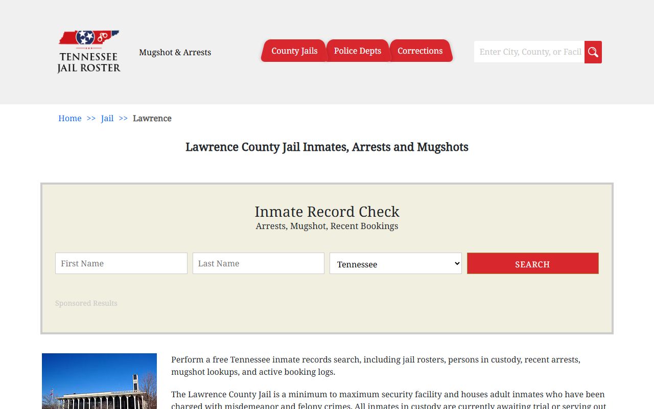 Lawrence County Criminal History jail records