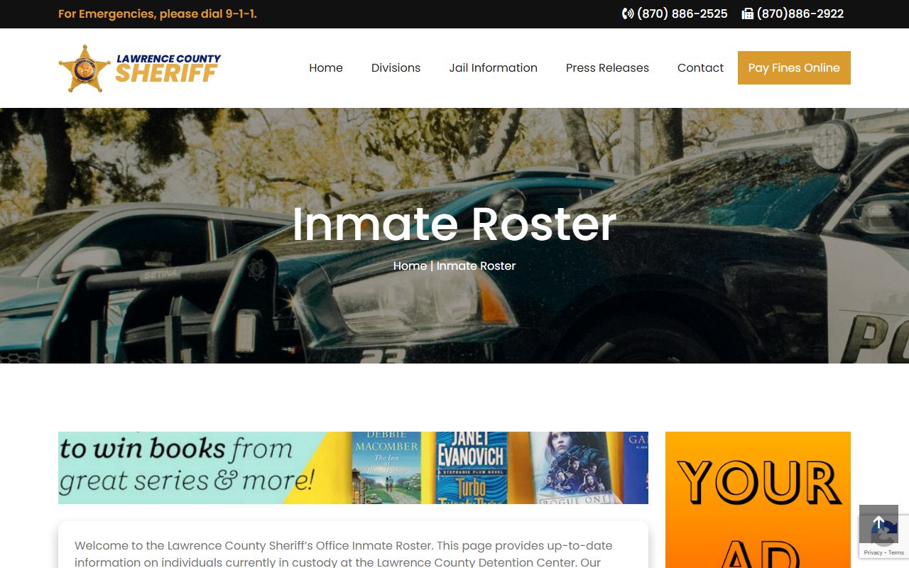 Lawrence County Criminal History sheriff inmate roster