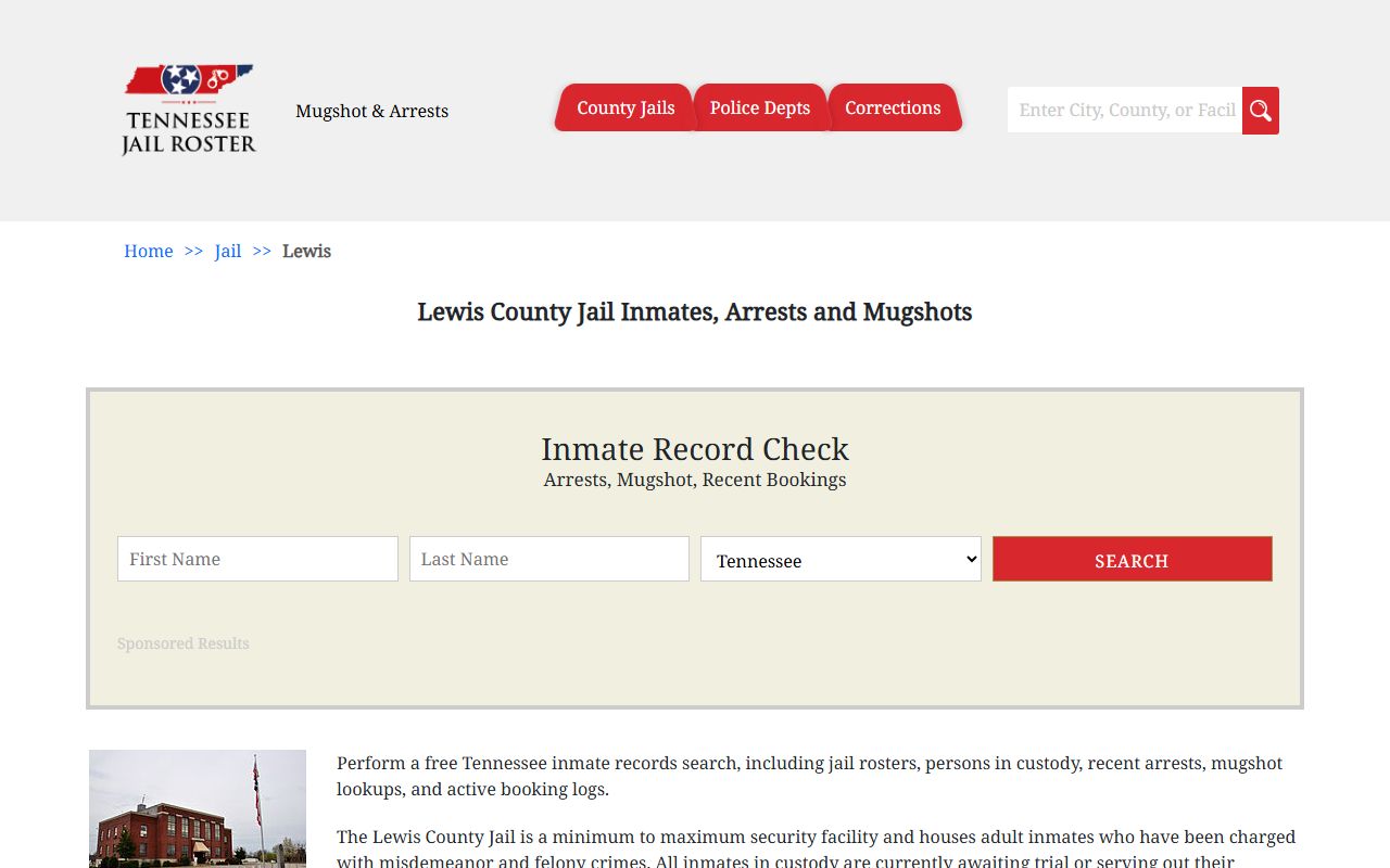 Lewis County Criminal History jail roster