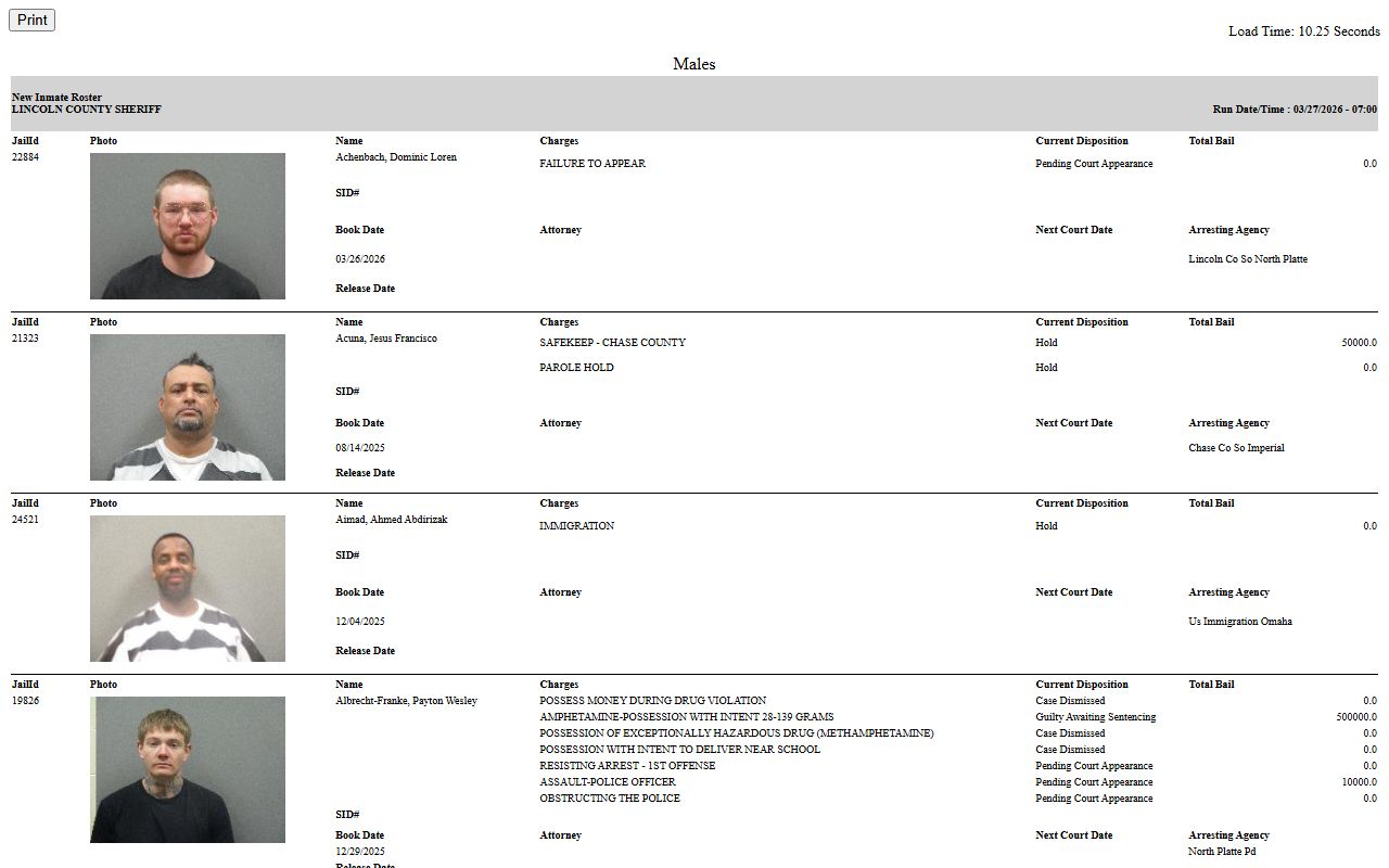 Lincoln County Criminal History inmate roster