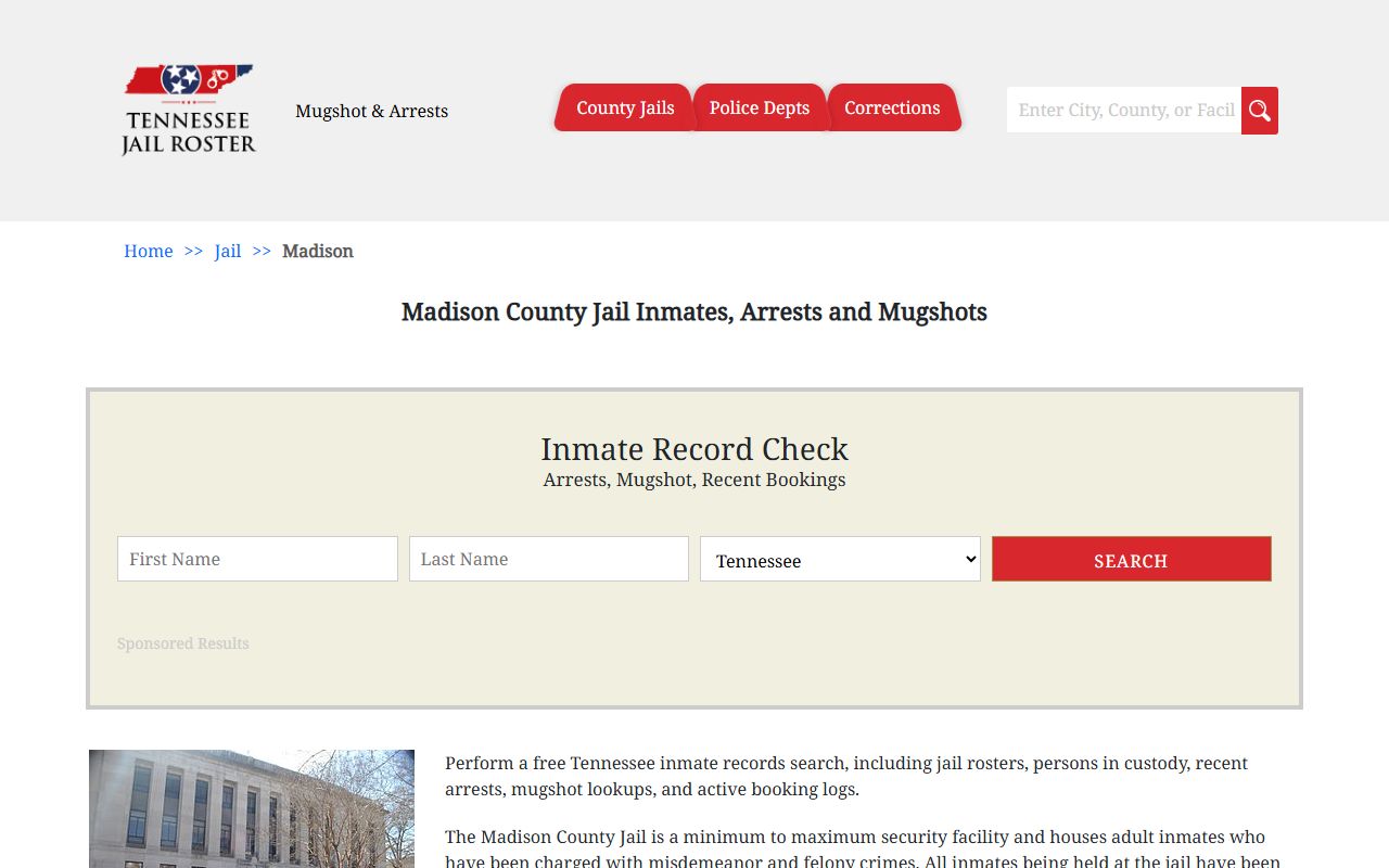 Madison County Criminal History jail source