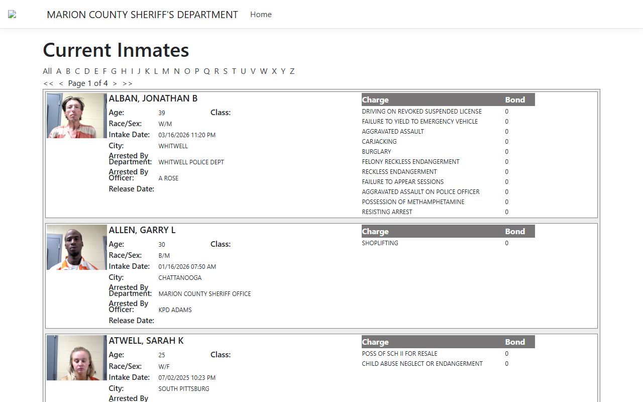 Marion County Criminal History ISOMS portal