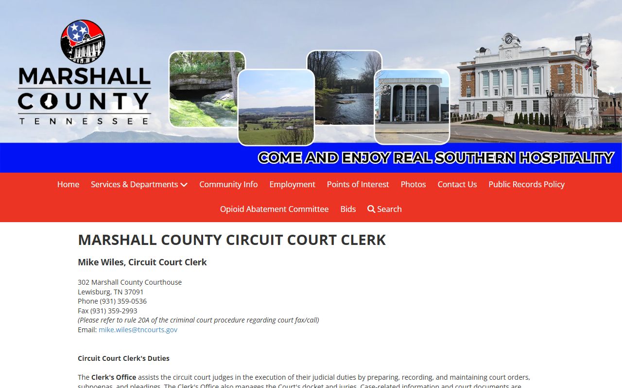 Marshall County Criminal History circuit court clerk resources