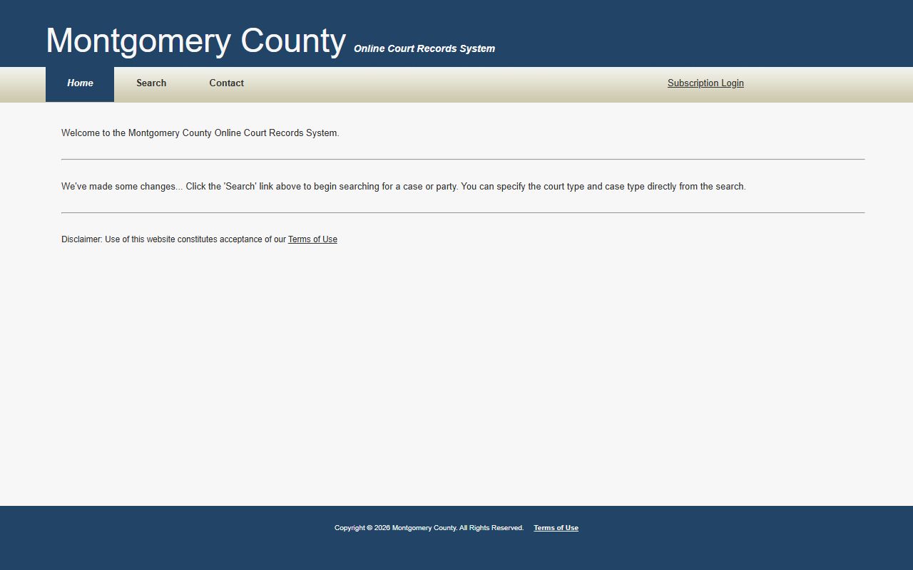 Montgomery County Criminal History court records portal