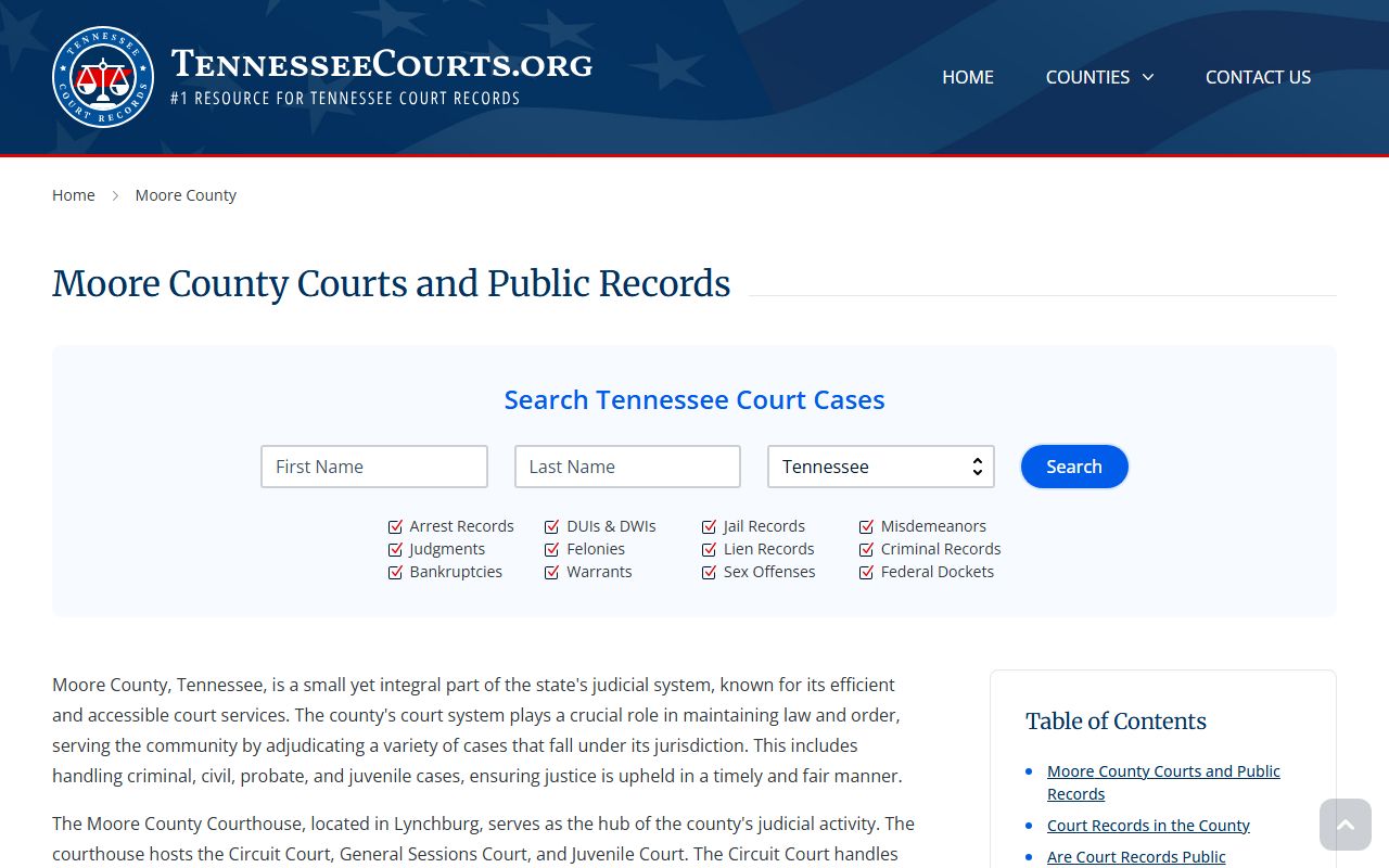 Moore County Criminal History court source