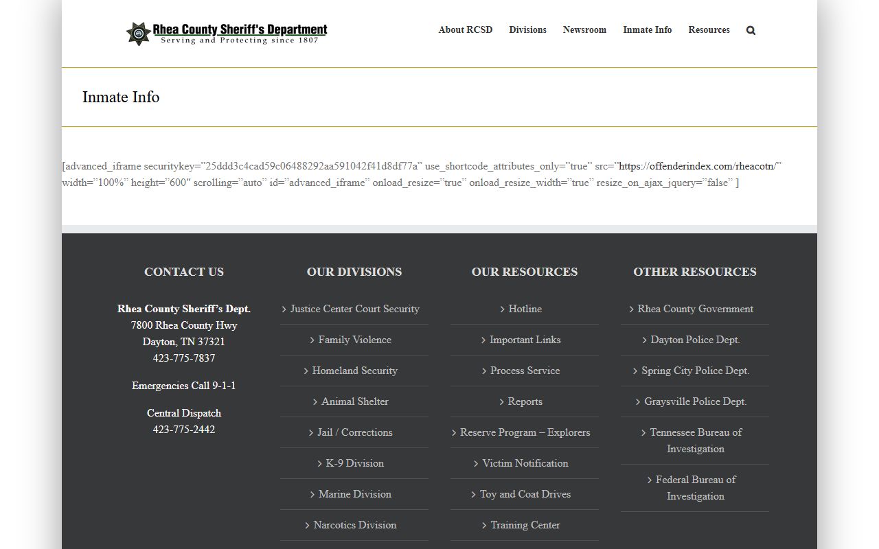 Rhea County Criminal History inmate information source