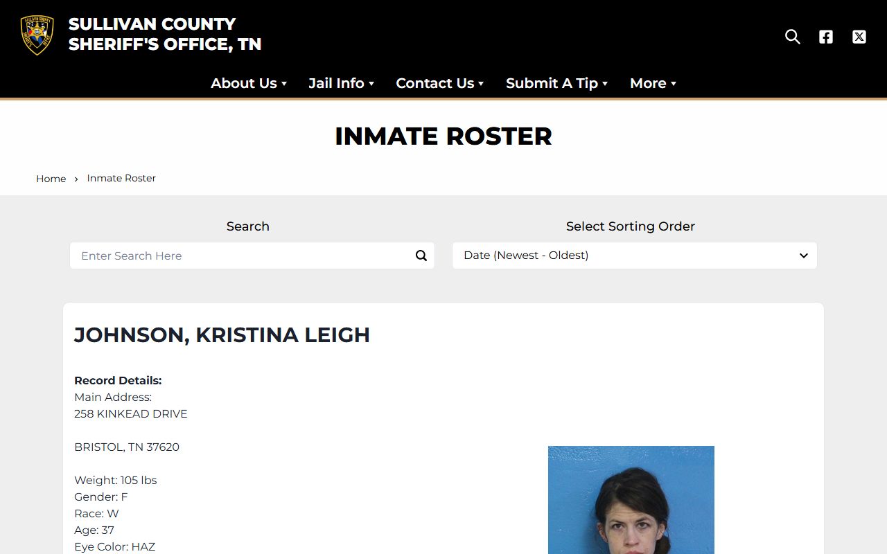 Sullivan County Criminal History inmate roster