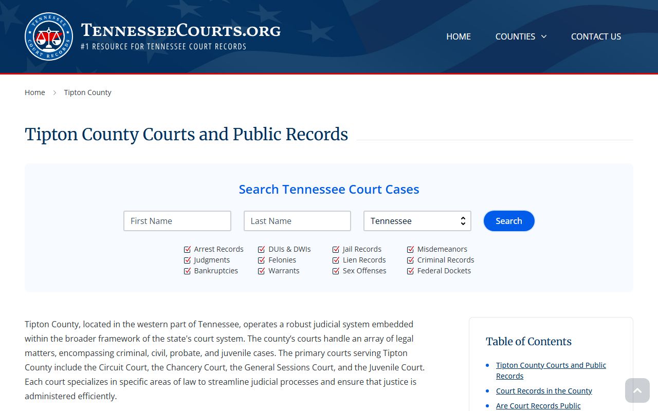 Tipton County Criminal History court access