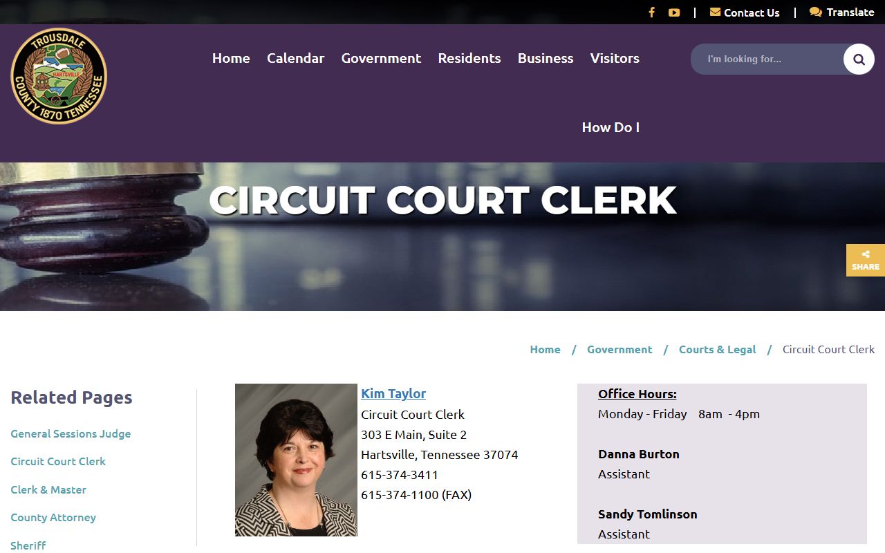 Trousdale County Criminal History circuit court clerk
