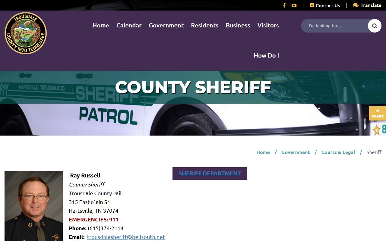 Trousdale County Criminal History sheriff resources