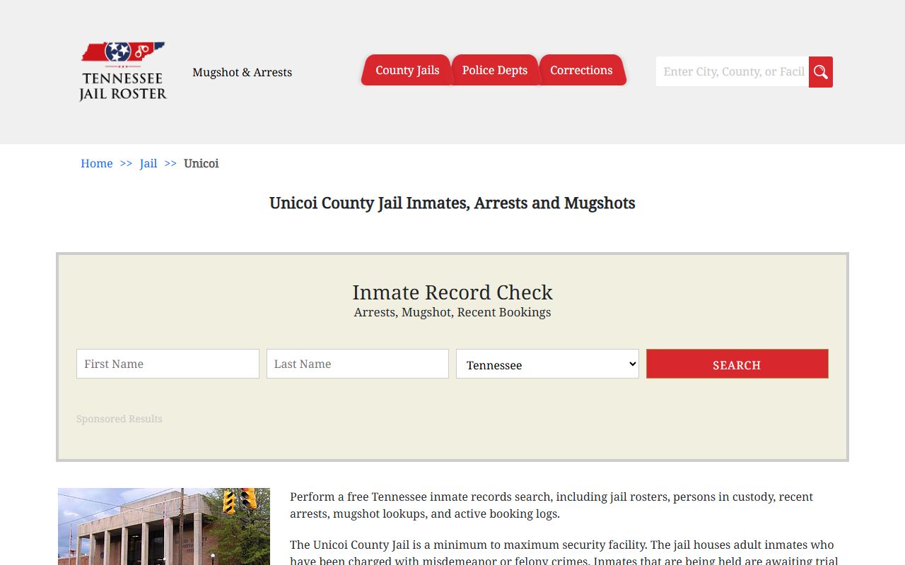 Unicoi County Criminal History jail record search
